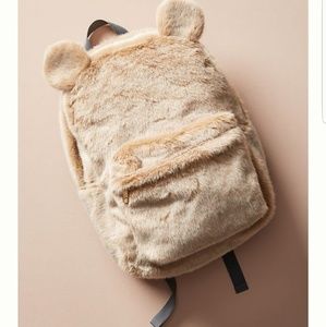 Anthropologie fuzzy bear backpack